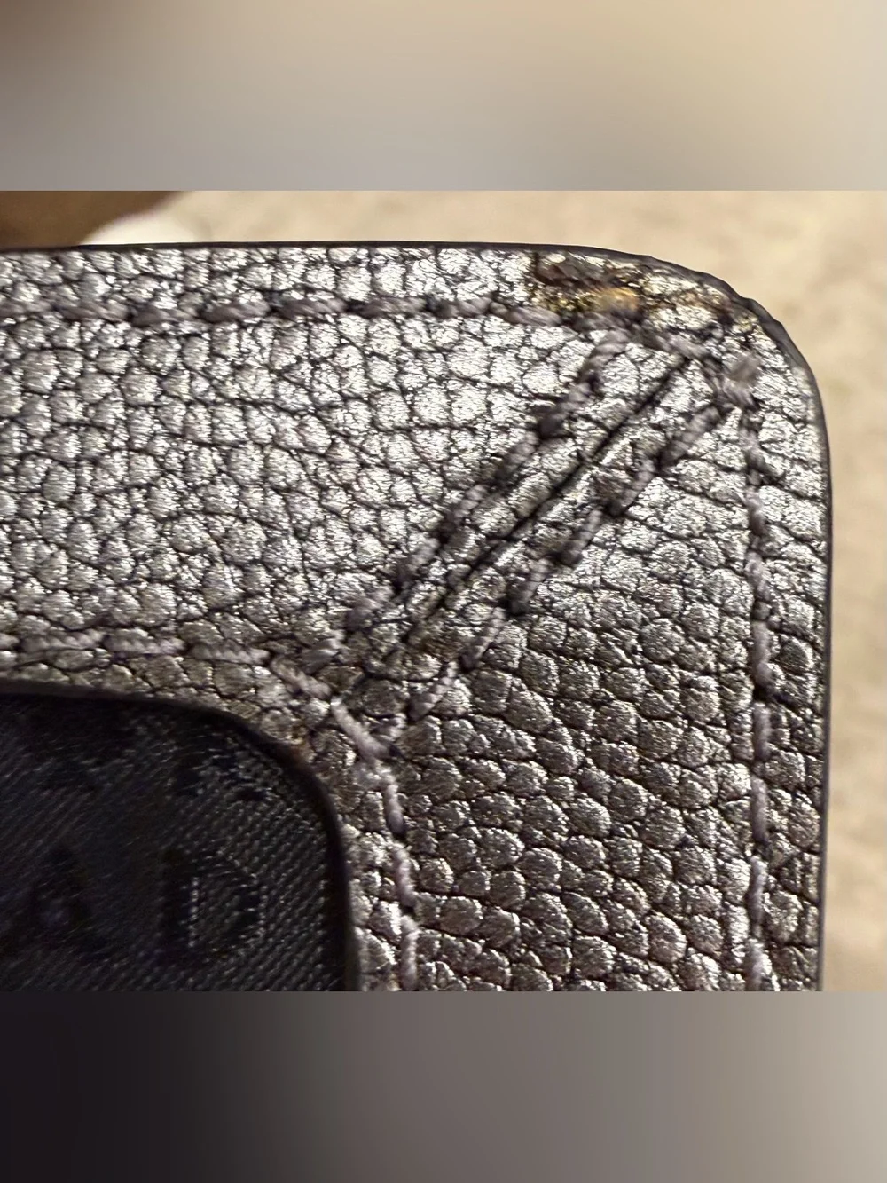 Kate Spade Maisie Metallic Pewter Pebbled Leather Crossbody with Top Handle